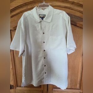 Mens Havana Jacks Cafe Hawaiian Tropical Shirt Off White Palm Trees Short Sleeve